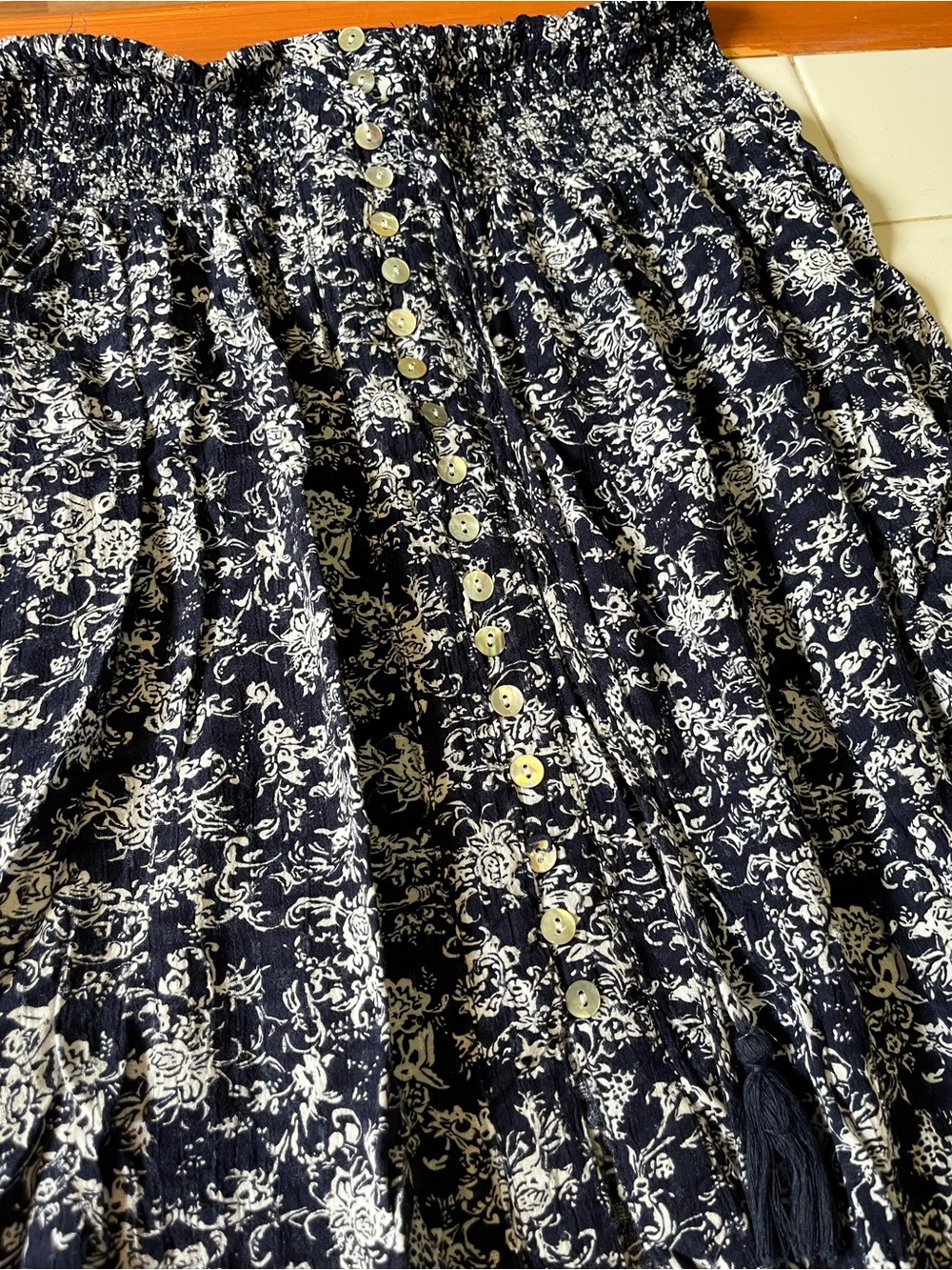Rachel Zoe Navy and White Floral Button-Front Maxi Skirt - Picture 2 of 4